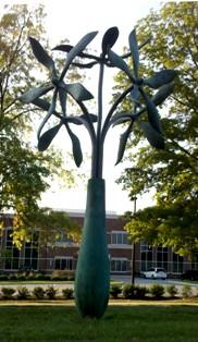 James Surls, Surls "Vase with Five Flowers" graces Greensboro's Green Valley Road greenway median.